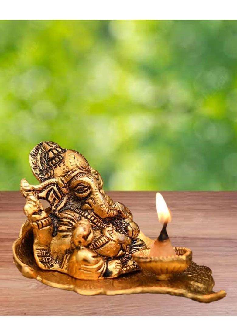 Betterminds Metal Lord Ganesha Diya Wedding Anniversary Housewarming Corporate Return Gifts Pack of 3 - Indya
