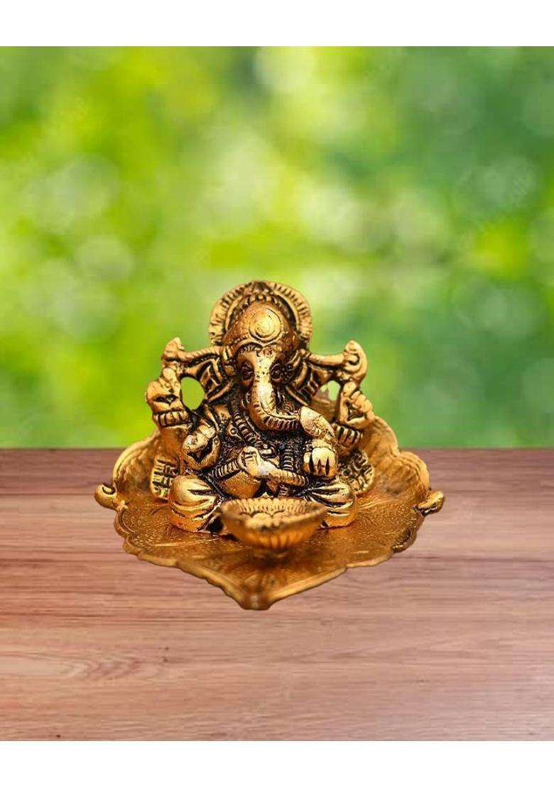 Betterminds Metal Lord Ganesha Diya Wedding Anniversary Housewarming Corporate Return Gifts Pack of 3 - Indya