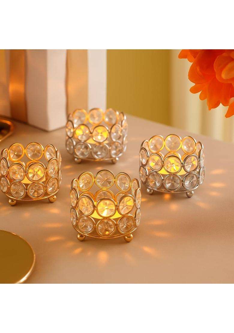 Centralit Crystal Tealight Candle Holder for Home Decoration Pack of 4 - Indya