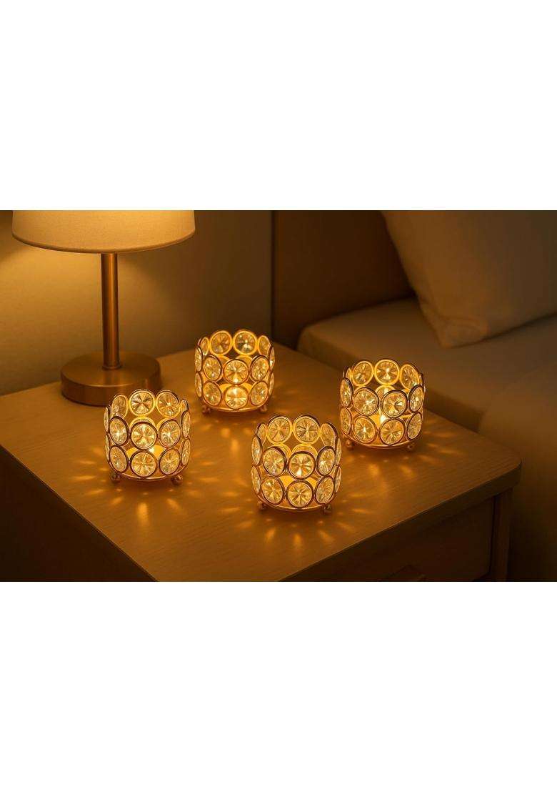 Centralit Crystal Tealight Candle Holder for Home Decoration Pack of 4 - Indya