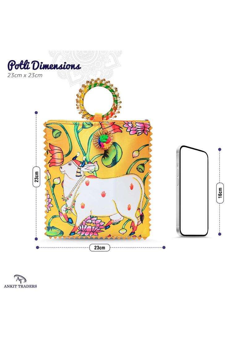 AT Ankit Traders Women Potli Bags Gifting Potli with Handle and Zipper Pack of 12 - Indya