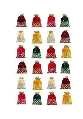 Shopobuddy Velvet Potli Batwa Bag Bridal Purse Women Handbag Shagun Pouch Return Gifts Multicolor