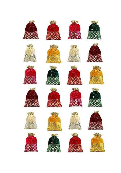 Shopobuddy Velvet Potli Batwa Bag Bridal Purse Women Handbag Shagun Pouch Return Gifts Multicolor