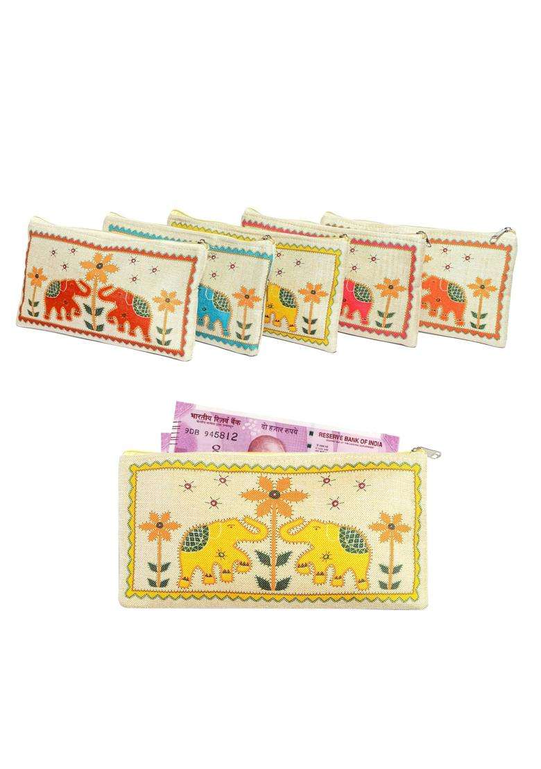 AT Ankit Traders Traditional Embroidered Zipper Purse for Women Return Gifts for Baby Shower Haldi Mehendi - Indya