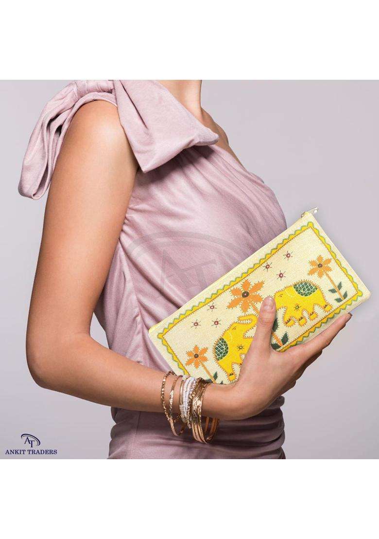 AT Ankit Traders Traditional Embroidered Zipper Purse for Women Return Gifts for Baby Shower Haldi Mehendi - Indya