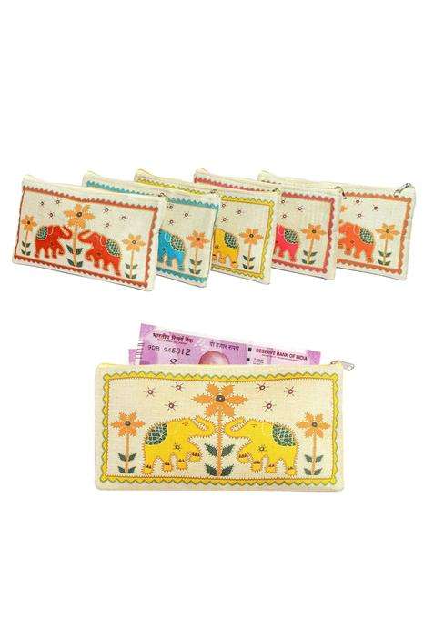 AT Ankit Traders Traditional Embroidered Zipper Purse for Women Return Gifts for Baby Shower Haldi Mehendi