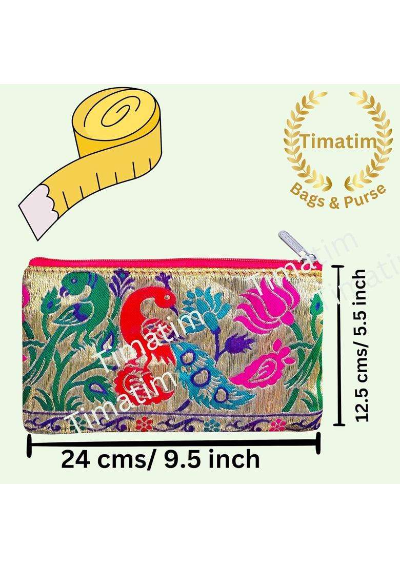 Timatim Return Gift for Women Purse Double Pockets with Zipper Wallet for Ladies Festival Wedding Pack of 6 - Indya