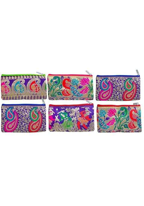 Timatim Return Gift for Women Purse Double Pockets with Zipper Wallet for Ladies Festival Wedding Pack of 6