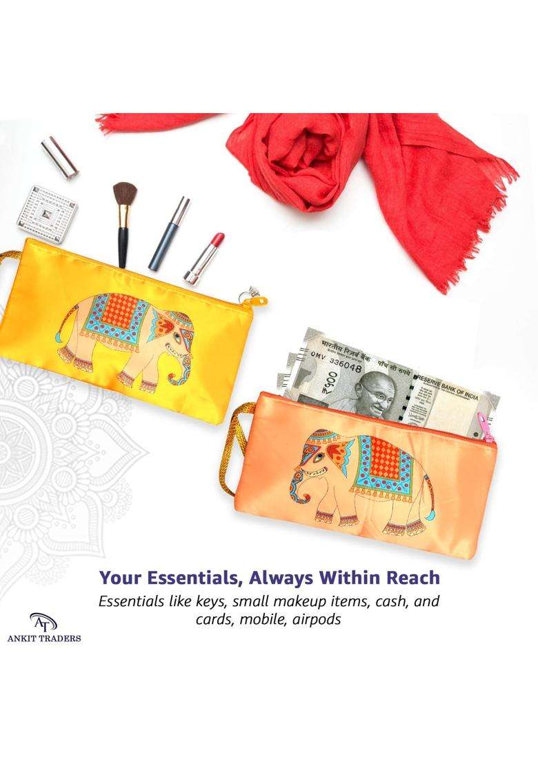 AT Ankit Traders Traditional Embroidered Zipper Purse for Women Return Gifts for Baby Shower Haldi Mehendi - Indya