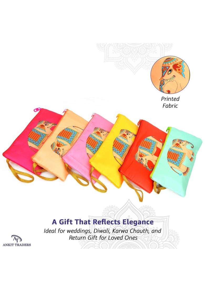 AT Ankit Traders Traditional Embroidered Zipper Purse for Women Return Gifts for Baby Shower Haldi Mehendi - Indya