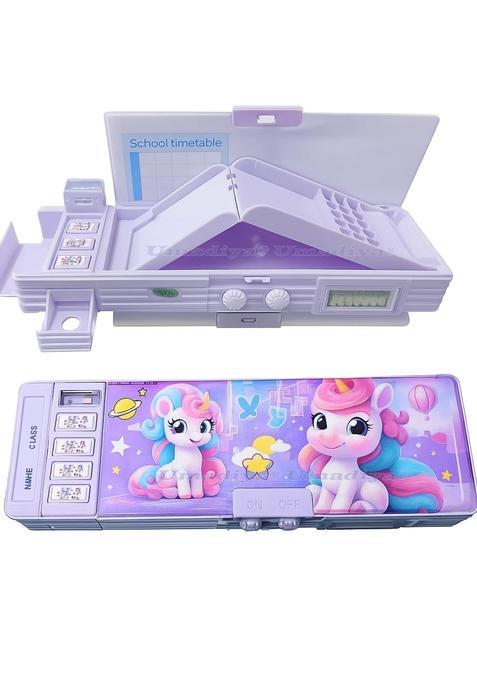 Umadiya Multifunctional Unicorn Password Lock Double Sided Compass Box for Kids Pencil Box for Boy and Girl