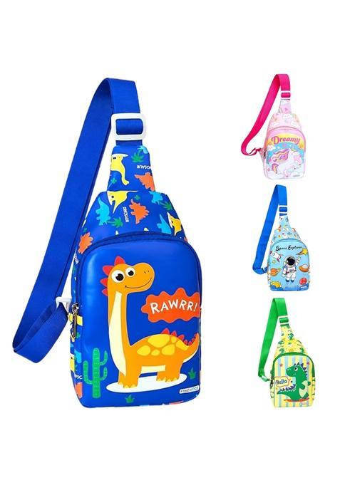 Finemoe Blue Small Travel Kids Sling Bag for Boys and Girls Crossbody Chest Bag Lightweight Outdoor Pack of 1