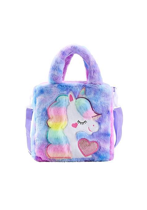 Adisa Purple Unicorn Toddler Bag Princess Fur Crossbody Handbags Gift for Girls