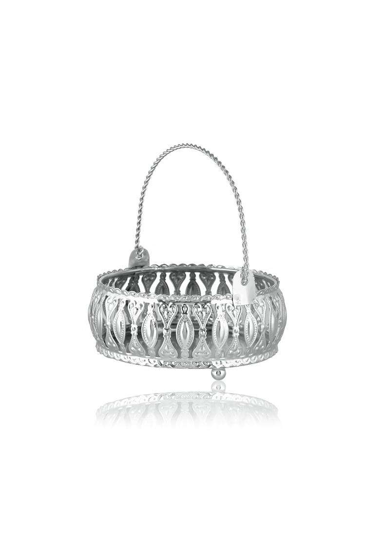 Craftvatika Gift Silver Plated Decorative Baskets for Gifts Gift Small Baskets for Dry Fruits Gift Hampers - Indya