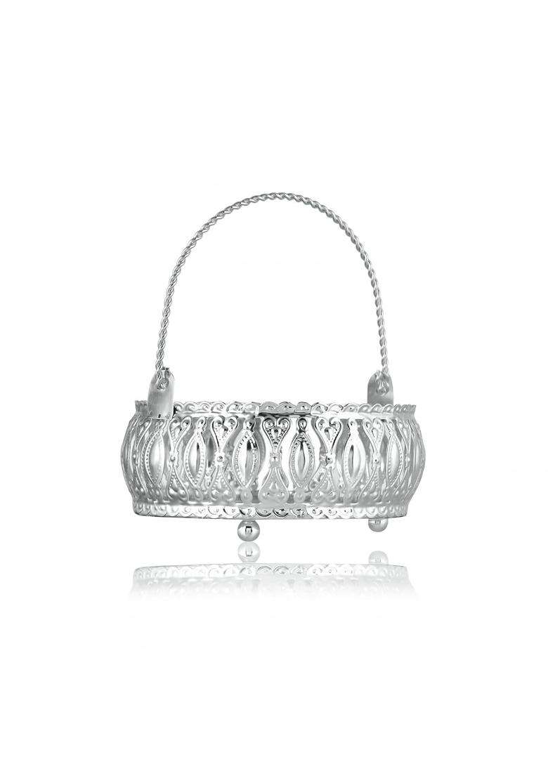 Craftvatika Gift Silver Plated Decorative Baskets for Gifts Gift Small Baskets for Dry Fruits Gift Hampers - Indya