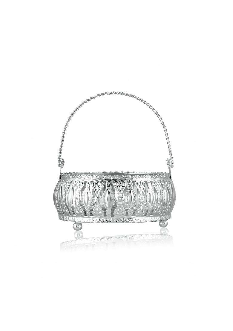 Craftvatika Gift Silver Plated Decorative Baskets for Gifts Gift Small Baskets for Dry Fruits Gift Hampers - Indya