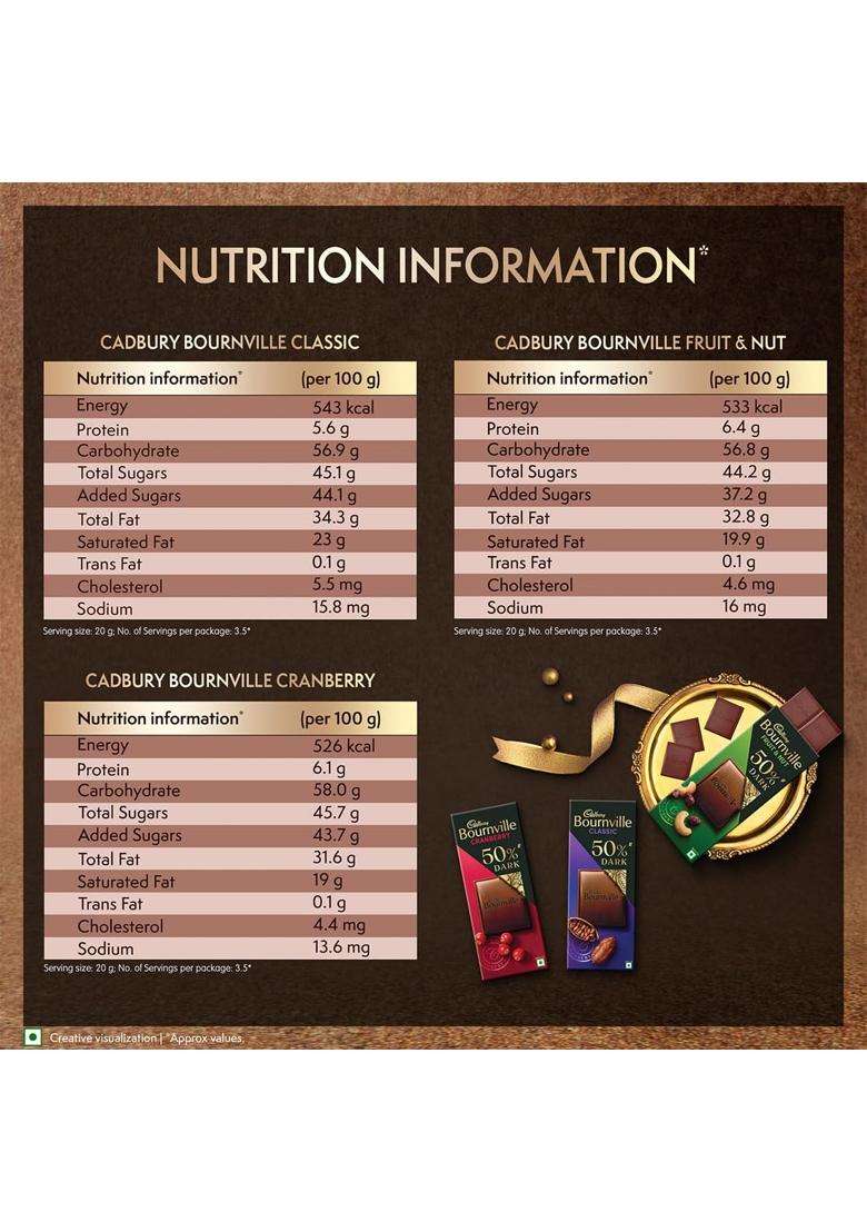 Cadbury Bournville 50 Percent Dark Chocolate Assorted Collection Gift Pack 228 G - Indya