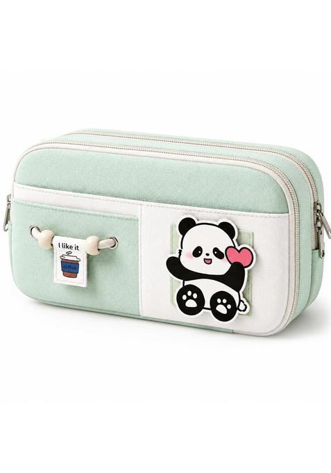 Finemoe Kawaii Pencil Pouch for Girls and Boys Cute Green School Pencil Case