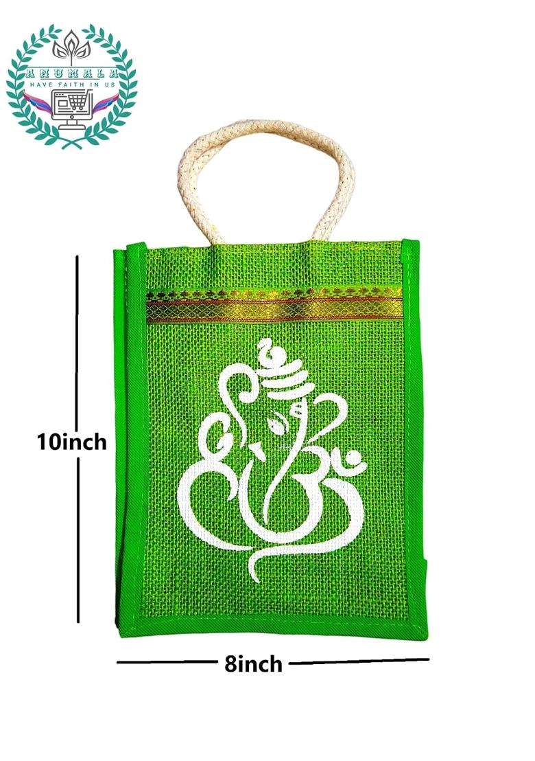 Anumala Multicolour Jute Bags with Contrast Kolam Art Thamboolam and Jute Bags - Indya
