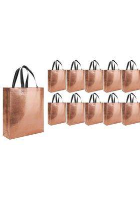 Havenza Copper Gift Bag Medium Size L13 X W12 X D4 Inch Resuable Non Woven Shiny Metallic Laminated Pack of 10