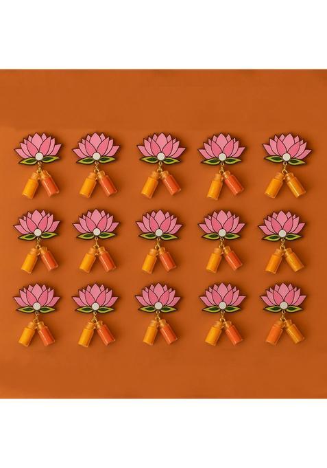 Craftvatika Haldi Kumkum Return Gifts in Bulk Festive Decor Pasupu Haldi Bottle Lotus Cutout