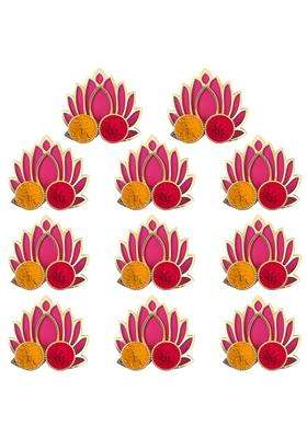Saugat Traders Decorative Lotus Haldi Kumkum for Return Gifts Puja Items Favors Housewarming Gifts Pack of 11
