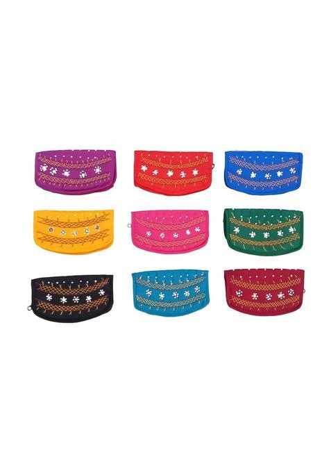 Sriaog Black Handcrafted Womens Embroidery Clutch Purse Return Gifts for Women for Pooja Bulk Pack of 9