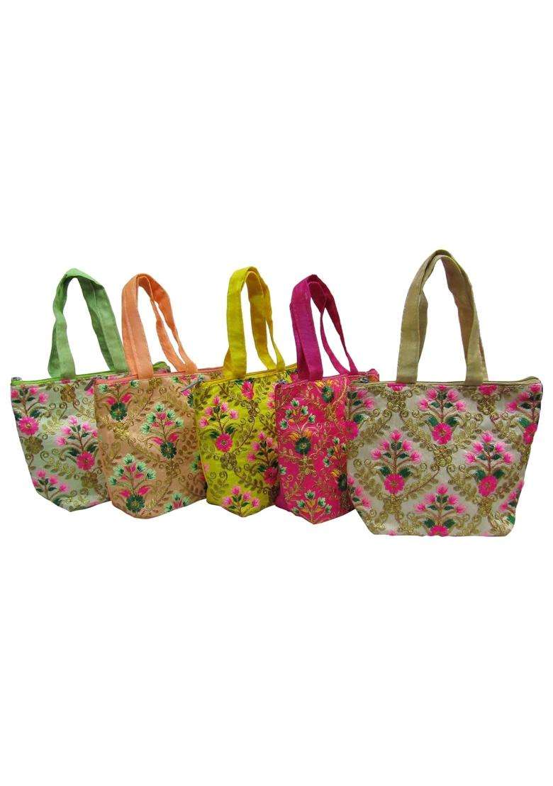 Purple Pink Trendy Traditional Designer Potli Bag Return Gifts for Women Bulk Wedding Favors Potli Purse - Indya