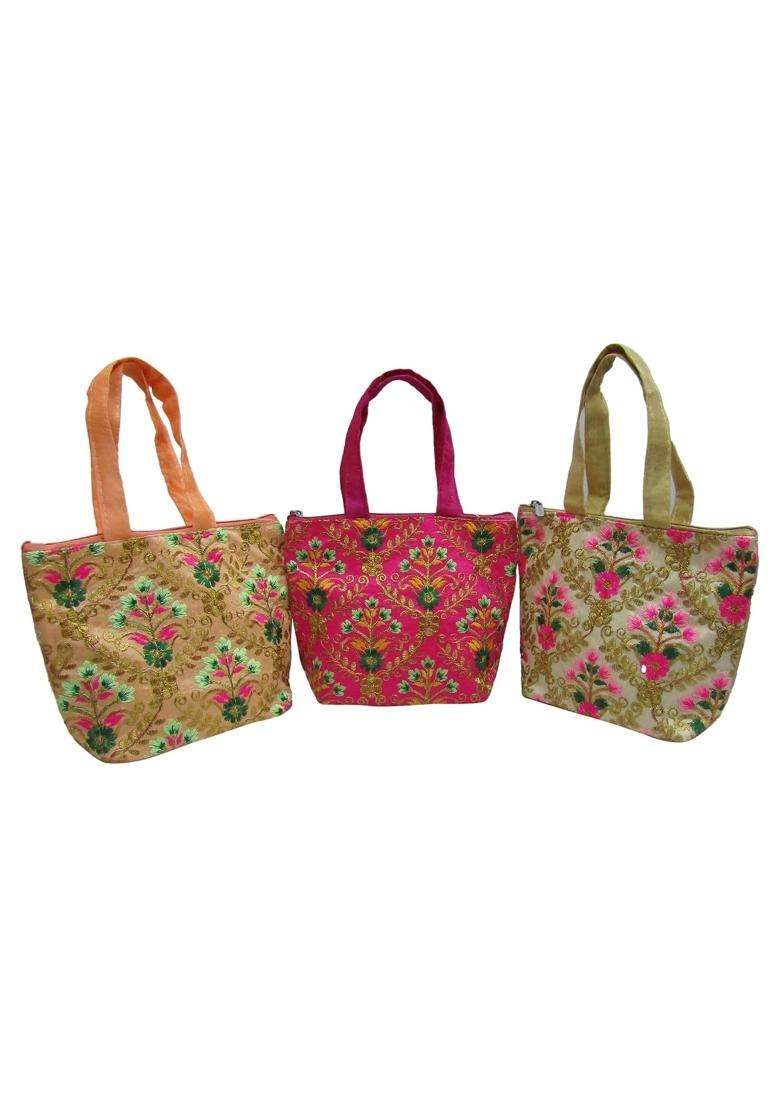 Purple Pink Trendy Traditional Designer Potli Bag Return Gifts for Women Bulk Wedding Favors Potli Purse - Indya
