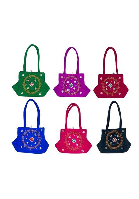 Srishopify Handicrafts Maroon Cotton Mini Hand Bags for Women Return Gifts for Pooja Diwali Gifts for Ladies