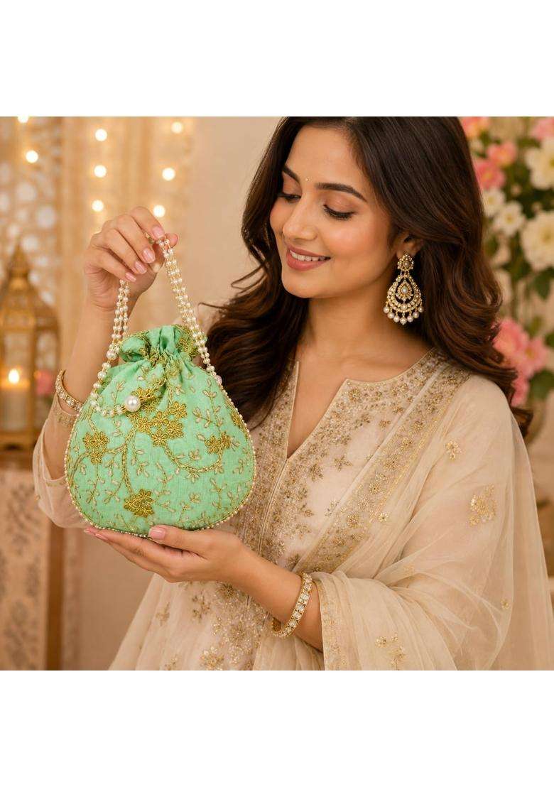 Trendifly Multicolour Return Gift Potli Bag for Women Bulk Wholesale Embroidery Wedding Bridal Batua Purse - Indya