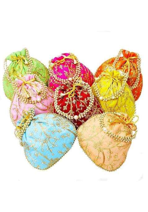 Trendifly Multicolour Return Gift Potli Bag for Women Bulk Wholesale Embroidery Wedding Bridal Batua Purse