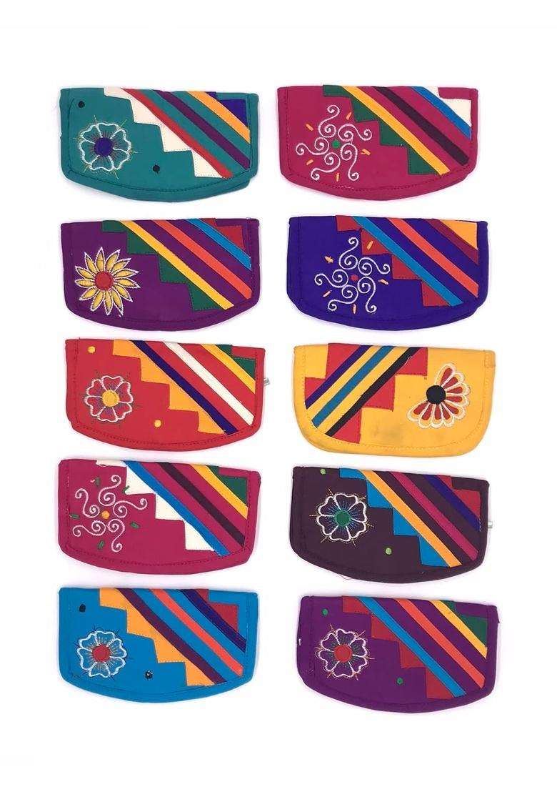 Srishopify Handicrafts Applique Clutch Wallet Combo Clutches Purses Handmade Wallet for Sankranti Pack of 10 - Indya