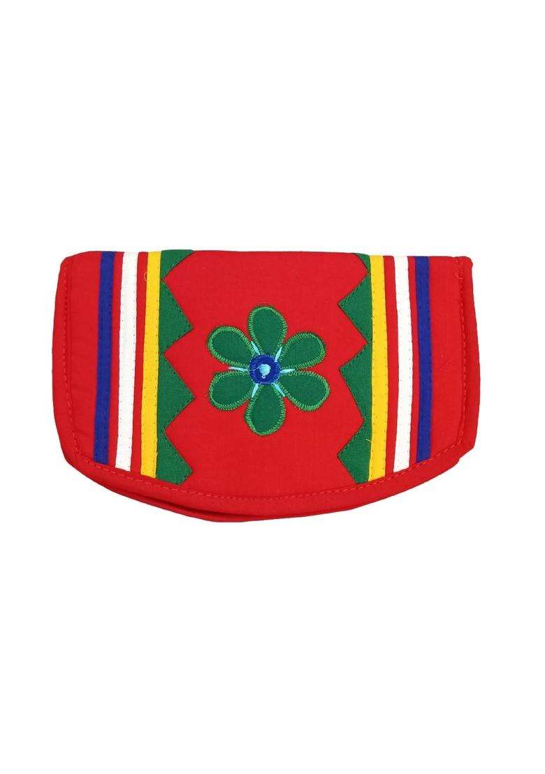 Srishopify Handicrafts Maroon Handmade Unique Floral Embroidery Purse for Return Gifts for Women Pack of 3 - Indya