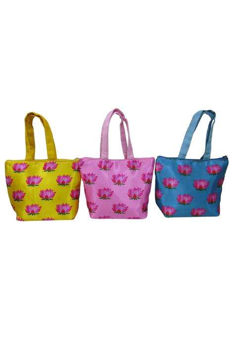 Purple Pink Pichwai Lotus Print Design Potli Bag Return Gifts for Women Bulk Wedding Party Favors Potli Purse