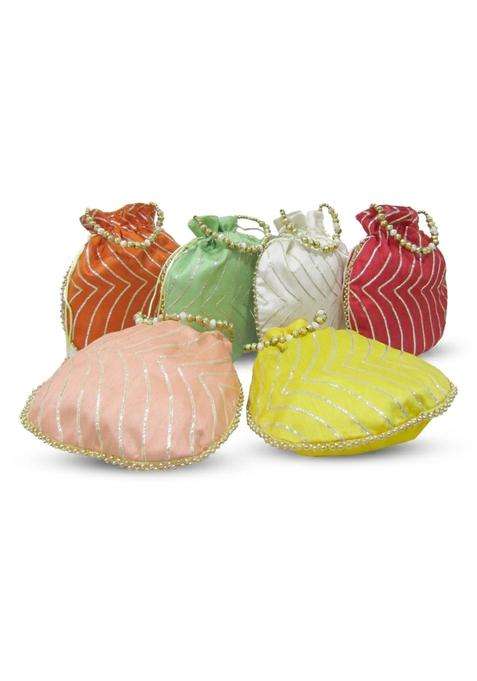 Purple Pink Lehriya Pattern Potli Bags for Wedding Return Gifts for Women in Bulk