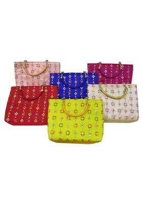 Purple Pink Ethnic Traditional Embroidery Potli Bags for Return Gifts for Women Bulk Menhadi Haldi Sangeet