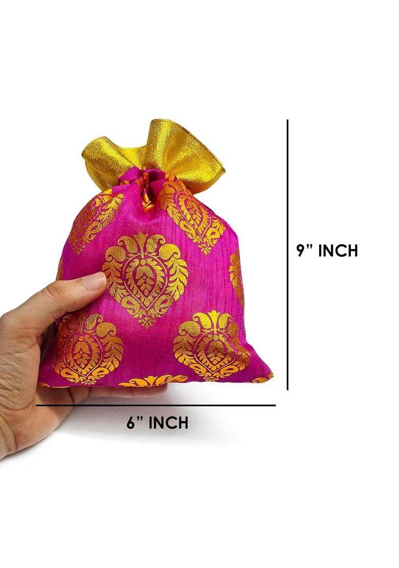 Satvik Ambi Potli Big Size Designer Potli Dry Fruit Diwali Gift Packaging Bag Handmade Premium Set of 24 - Indya
