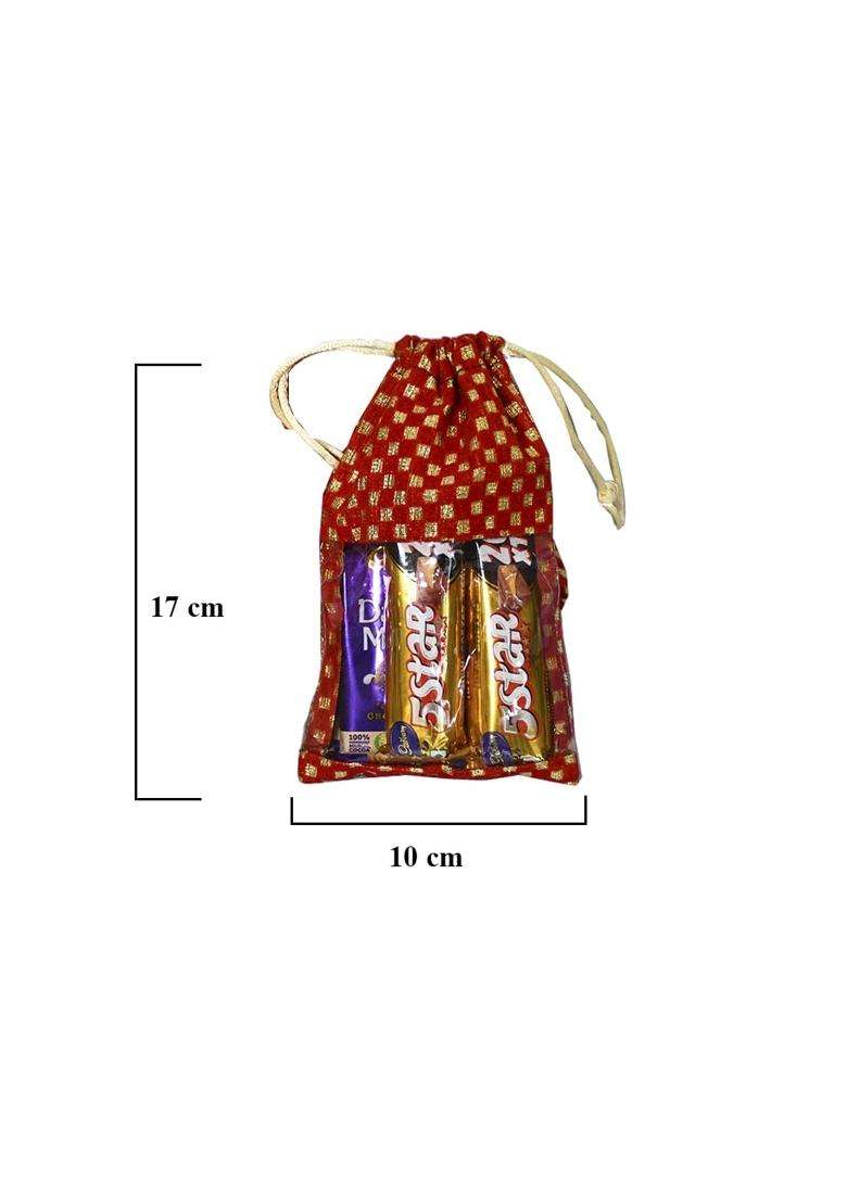Natali Traders Multicolour Return Gift Bags Potlis for Wedding Party Velvet Potli Bags Set Pack of 6 - Indya