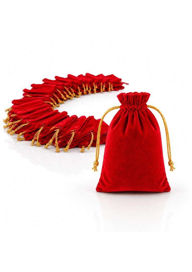 Dulhan DLC Velvet Potli Bags for Return Gifts Inch Pouch for Wedding Gifts Women Jwellery Handbag Set of 25 - Indya