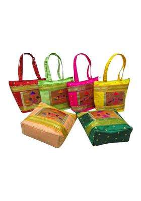 Purple Pink Traditional Paithani Purses for Wedding Return Gift Women Wholesale Bridal Giveaways Potli Bag