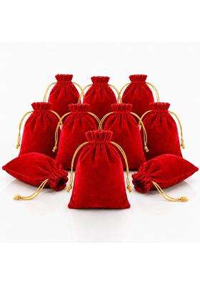 Dulhan Vibrant Velvet Potli Bags for Return Gift Pouch for Wedding Gifts Set of 10