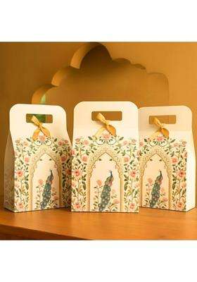 Satyam Kraft Multicolor 10 Pcs Multipurpose Foldable Shahi Dibba Decorative Peacock Hamper Boxes with Handle