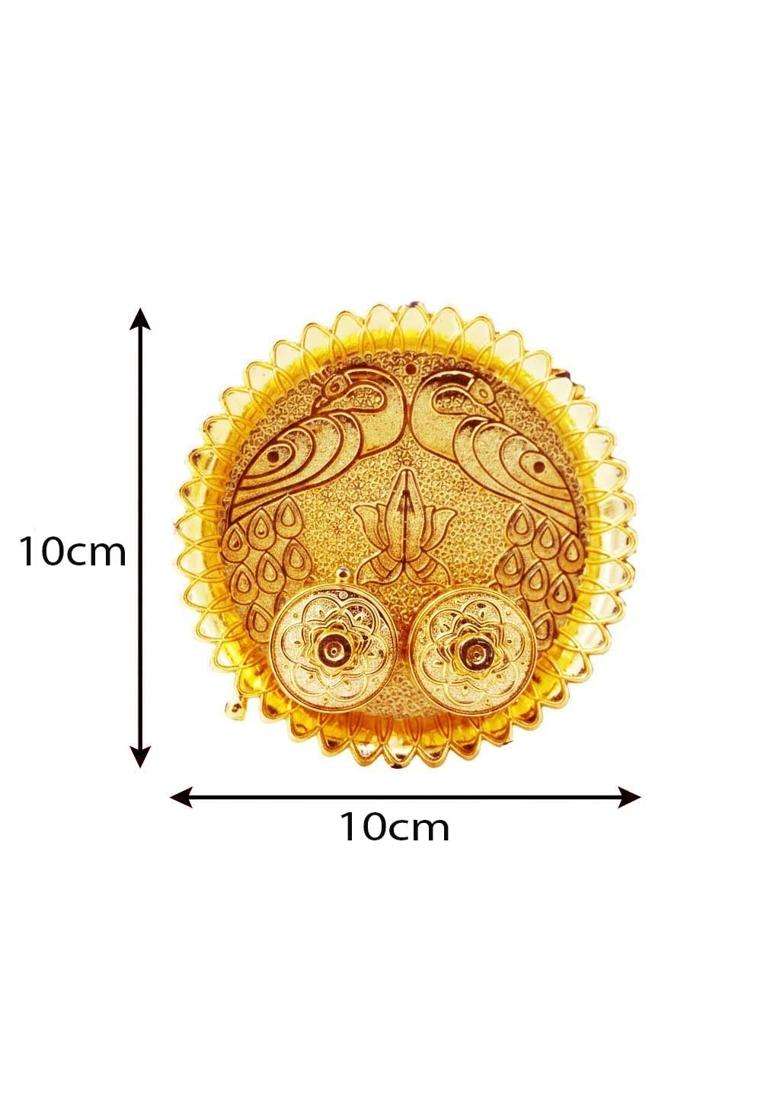 SAI Praseeda Round Shape Kumkum Box or Sindoor Daani Gold Pack of 5 - Indya
