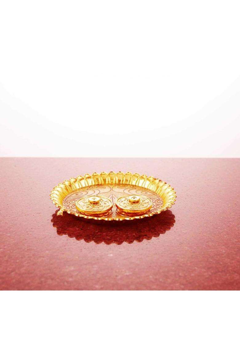 SAI Praseeda Round Shape Kumkum Box or Sindoor Daani Gold Pack of 5 - Indya