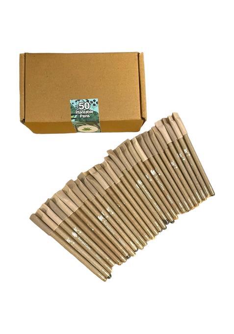 Sow and Grow Brown Box of 50 Plantable Seed Paper Pens Eco Friendly and Biodegradable Writing Pens