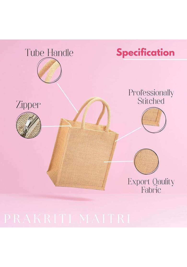 Prakriti Maitri Plain Jute Bags for Return Gift Bags in Bulk Pack of 10 - Indya