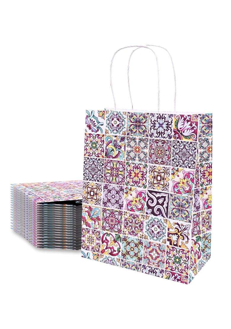 Gitanjali Paper Curves Gift Bags 25Pcs 8x4x10 Inch Paper Bags for Return Gifts Paper Gift Bag Pack of 25 - Indya