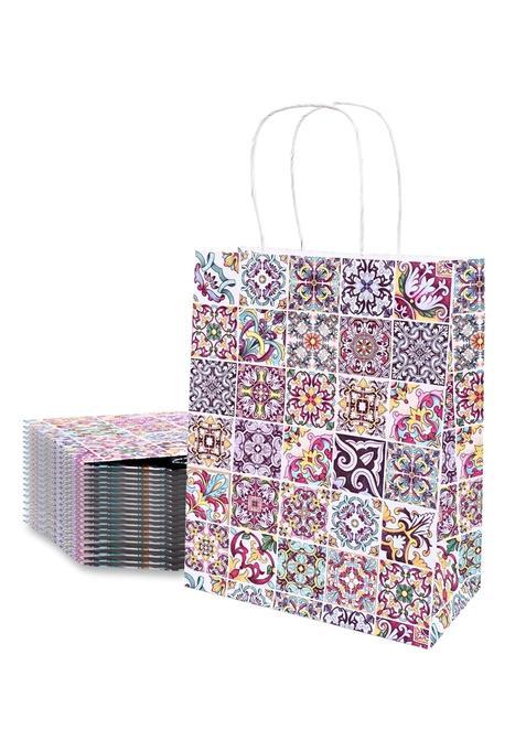 Gitanjali Paper Curves Gift Bags 25Pcs 8x4x10 Inch Paper Bags for Return Gifts Paper Gift Bag Pack of 25