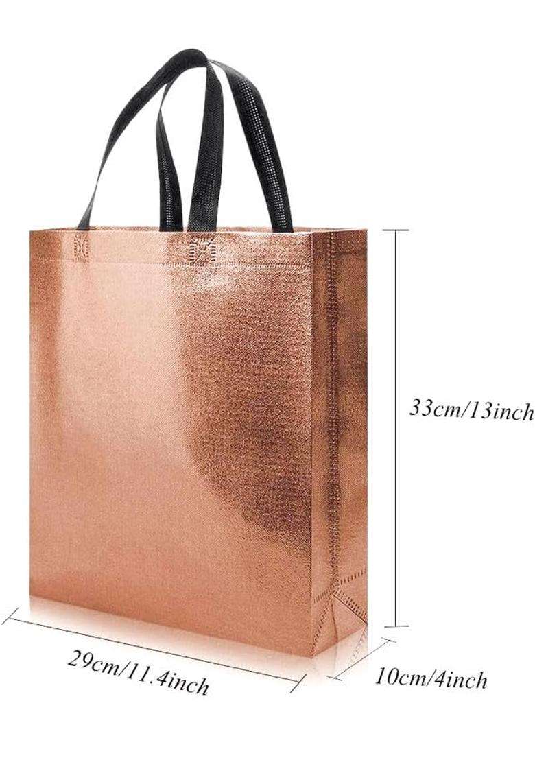 Evafly Copper Gift Bag Medium Size L13 X W12 X D4 Inch Resuable Non Woven Shiny Metallic Laminated Pack of 20 - Indya
